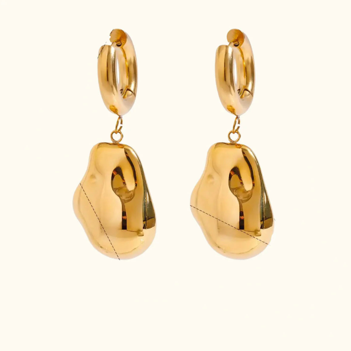 Abstract Teardrop Dangle Gold Earrings